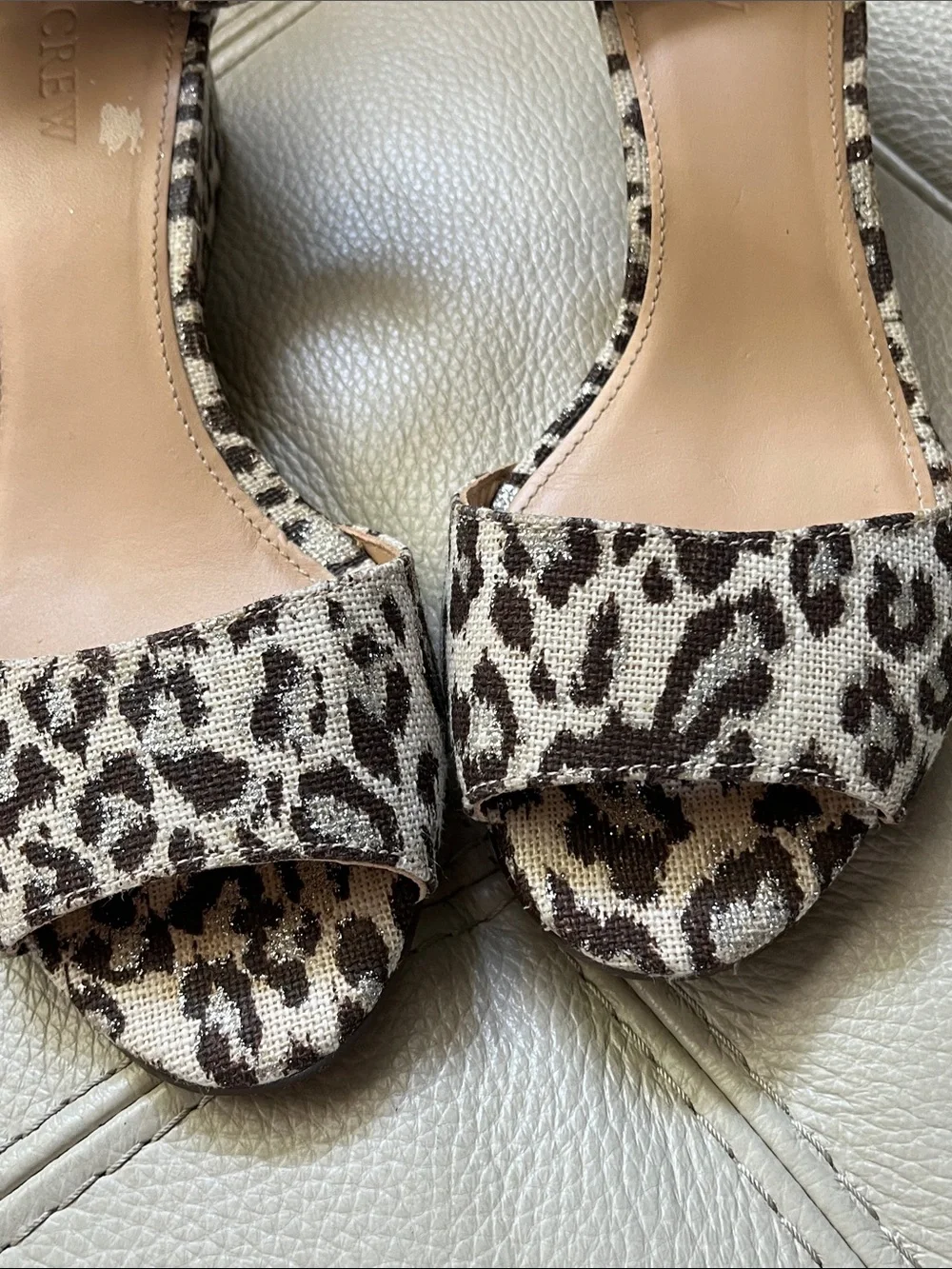 J. Crew Laila Wedge Sandals Leopard-Print Ankle-Strap Sandals Size 7
